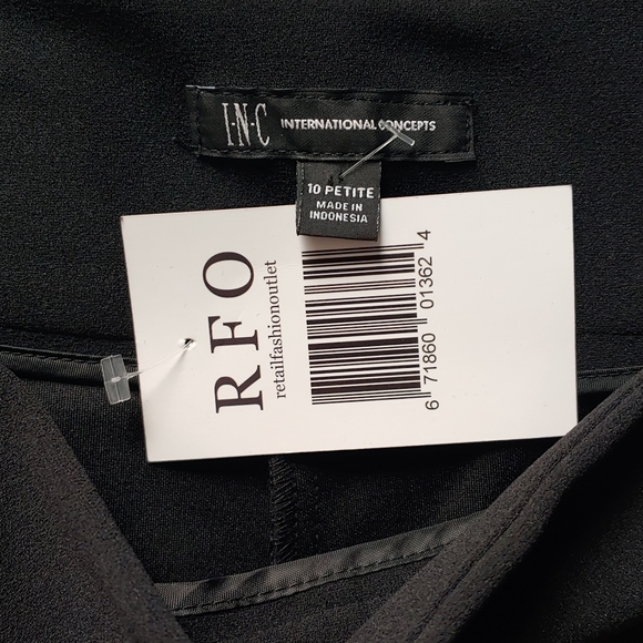 INC Glam Deep Black Wide Leg Embellished Slit Pants WOMEN'S - Picture 7 of 10